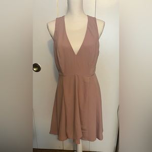 Lulus Seeing Chic Pink Skater Dress Sz L